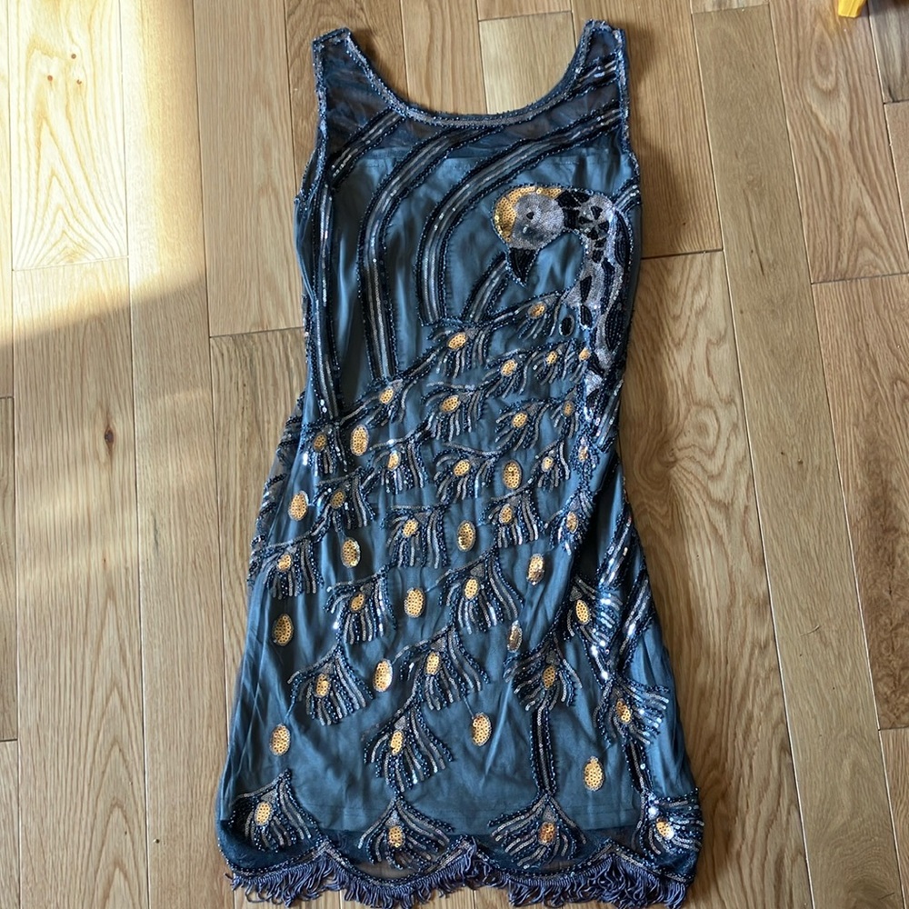 Elegant Peacock Embroidered Dress